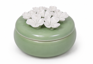 Boîte décorative « Fleur de Rose » – Vert sauge