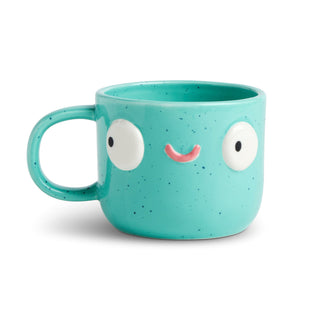 Tasse visage – vert turquoise moucheté
