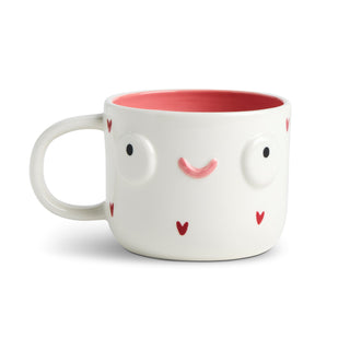 Tasse visage – cœurs rouges