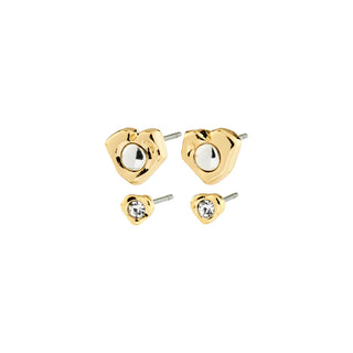 NOVA boucles d’oreilles cœur métaux mixte recyclées 2-en-1 or et argent