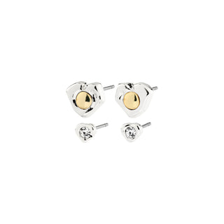 NOVA boucles d’oreilles cœur métaux mixte recyclées 2-en-1 argent et or