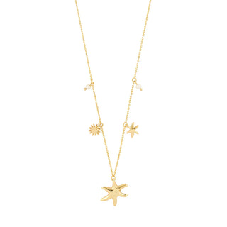 Collier Prism – Breloques étoile de mer et perles plaqué or