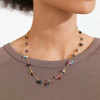 HERE - Collier en pierres semi-précieuses plaqué or