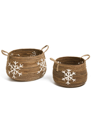 Paniers décoratifs flocons de neige – Ensemble de 2