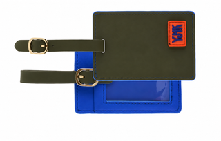 Porte-étiquette à bagage kaki et bleu – Homme