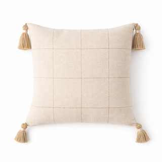 Coussin texturé avec pompons