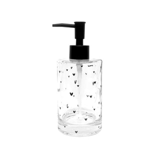 Distributeur à savon en verre – Cœurs noirs