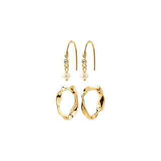 MORIN - Ensemble de boucles d'oreilles 2-en-1 plaqué or