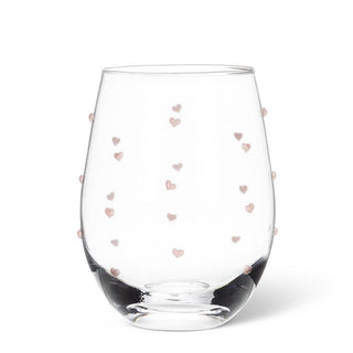 Verre à vin sans tige avec des cœurs