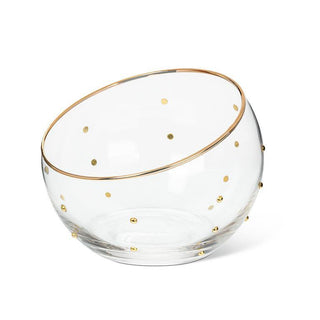 Bol incliné en verre à pois dorés