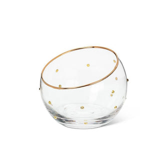 Bol incliné en verre à pois dorés