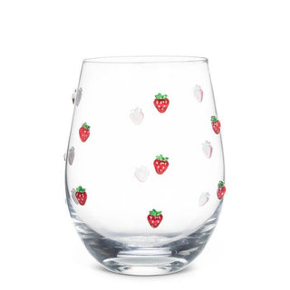 Verre à vin sans tige avec fraises