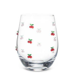 Verre à vin sans tige avec cerises