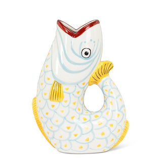Cruche de poisson – Blanc et aqua