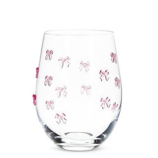 Verre à vin sans tige avec nœuds roses