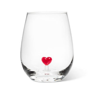 Verre sans pied cœur rouge
