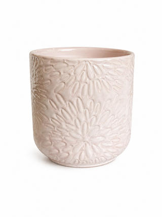 Cache-pot en céramique texturé – Rose poudré