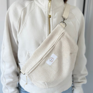Sac banane en corduroy beige