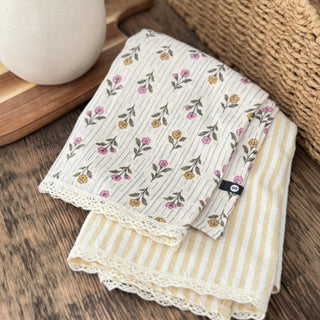 Linges à vaisselle en mousseline et coton – Ensemble de 2