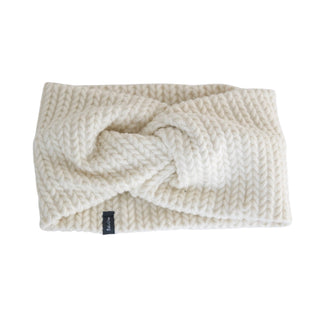 Bandeau en tricot croisé – Crème