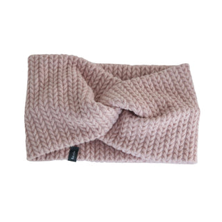 Bandeau en tricot croisé – Rose