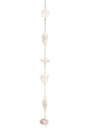 Guirlande décorative de cœurs en bois – Naturel et blanc