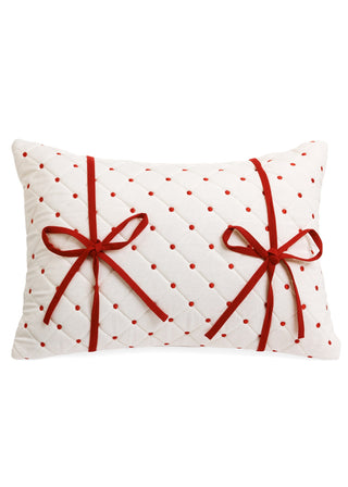 Coussin décoratif à pois et boucles rouges