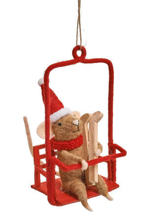 Ornement de Noël – Souris sur télésiège