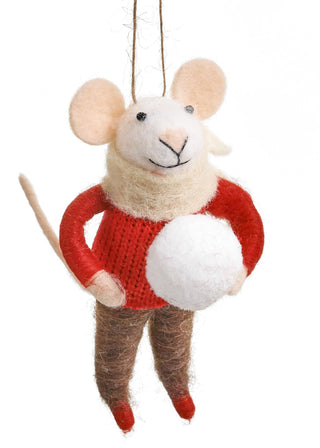 Ornement de Noël – Souris avec boule de neige
