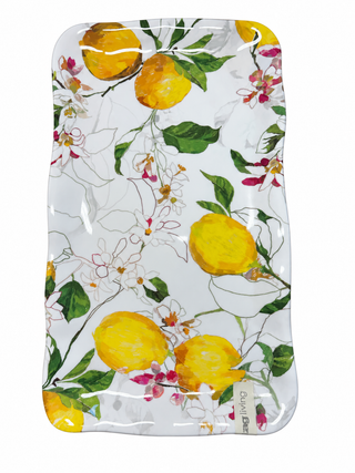 Assiette de service rectangulaire – Citrons et fleurs