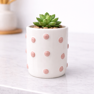 Pot en grès pois rosés