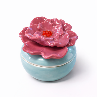 Boîte décorative fleur en céramique