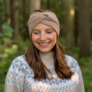 Bandeau en tricot croisé – Beige