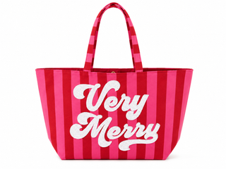 Grand sac fourre-tout Very Merry – Rose & rouge