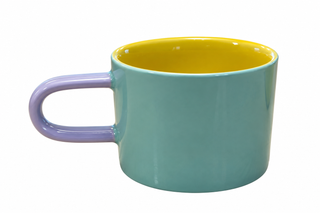 Tasse en céramique – Turquoise, jaune et lilas