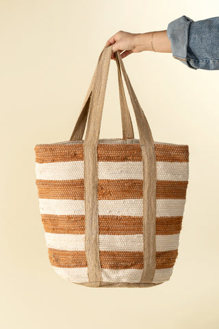 Sac fourre-tout à rayures Beach – corail