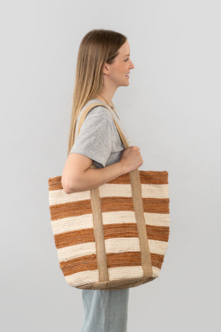 Sac fourre-tout à rayures Beach – corail