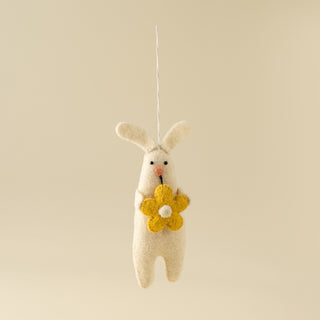 Ornement en feutre Blossom Bunny – jaune