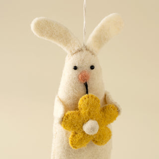 Ornement en feutre Blossom Bunny – jaune