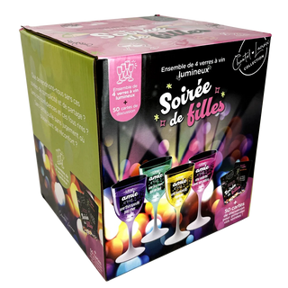 ENSEMBLE SOIRÉE DE FILLES LUMINEUX – VERRES À VIN & CARTES DE DISCUSSION