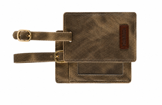 Porte-étiquette à bagage brun texturé – Homme