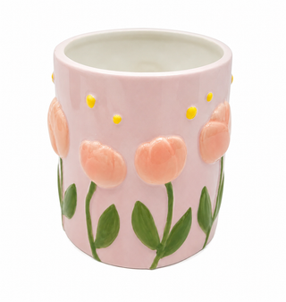 Cache-pot tulipes en relief