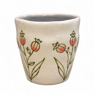 Cache-pot en céramique – Fleurs roses