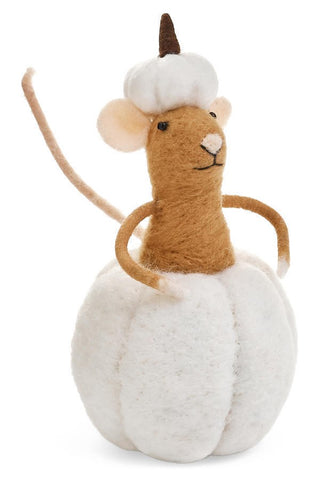Souris décorative dans une citrouille – Blanc et caramel