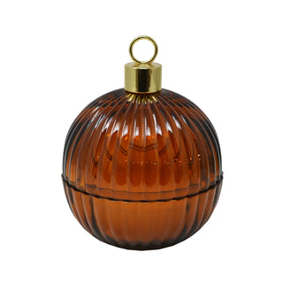 Chandelle boule de Noël ambrée – Pomme et cannelle