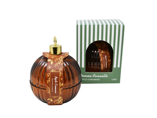 Chandelle boule de Noël ambrée – Pomme et cannelle