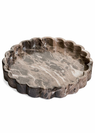 Plateau décoratif rond – Effet marbre brun