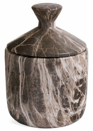 Pot décoratif avec couvercle – Effet marbre brun