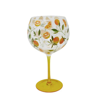 Verre à vin fleuri orange