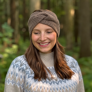 Bandeau en tricot croisé – Taupe foncé